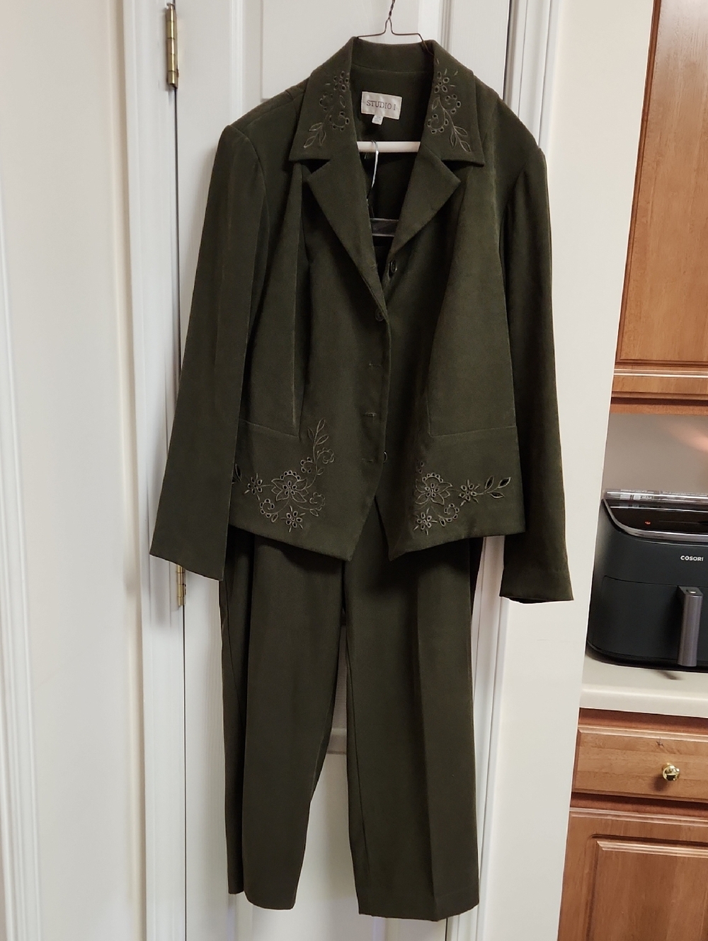 Studio I Olive Green Embroidered Blazer